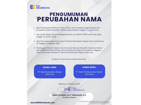 Pengumuman Perubahan Nama